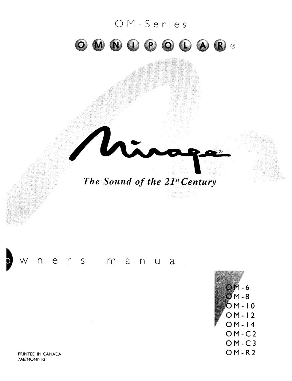 mirage om 6 speakers manual